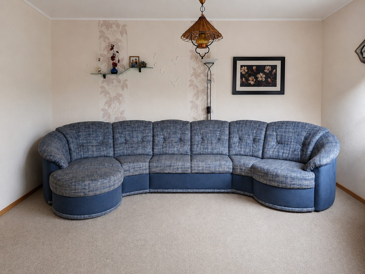 Polsterarbeit blaues Sofa